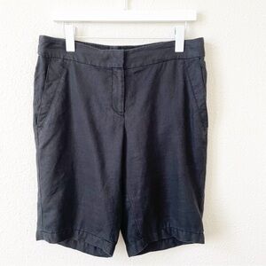 Eileen Fisher 100% Organic Linen Bermuda Shorts Black Size XS Minimalist Coastal